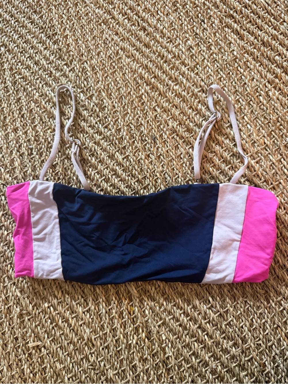 L*SPACE Bandeau Bikini Top in Navy, Pink & White - Women Swim